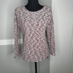 American Eagle Sweater Women Small Purple Marled Hi-Lo Raw Hem Knit 3837403343